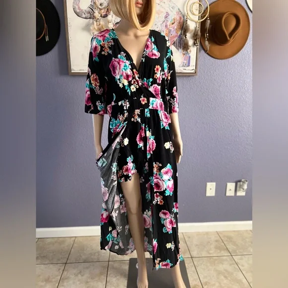 maxi romper dress black Maxi Mesh Romper | Black Sheer Mesh Overlay